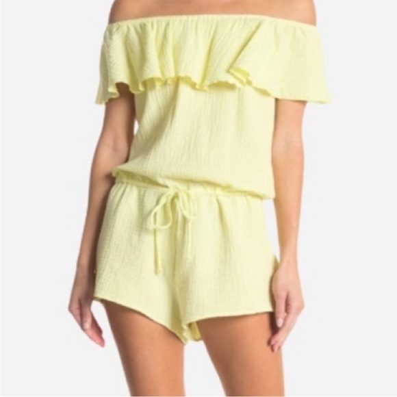 Eberjey Yellow Lucia Off The Shoulder Romper - Picture 1 of 4